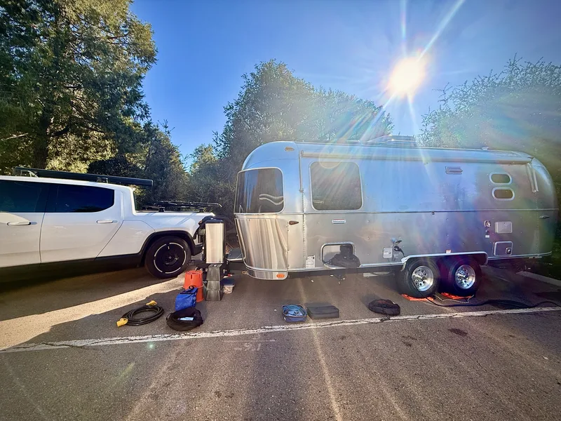The 23-foot Airstream International parked at a mountain site in Julian, California