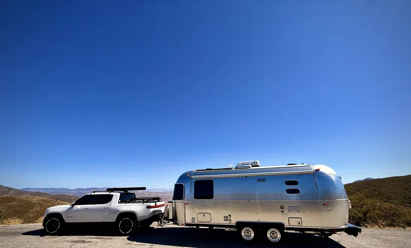 The polished aluminum of the 23-foot Airstream International