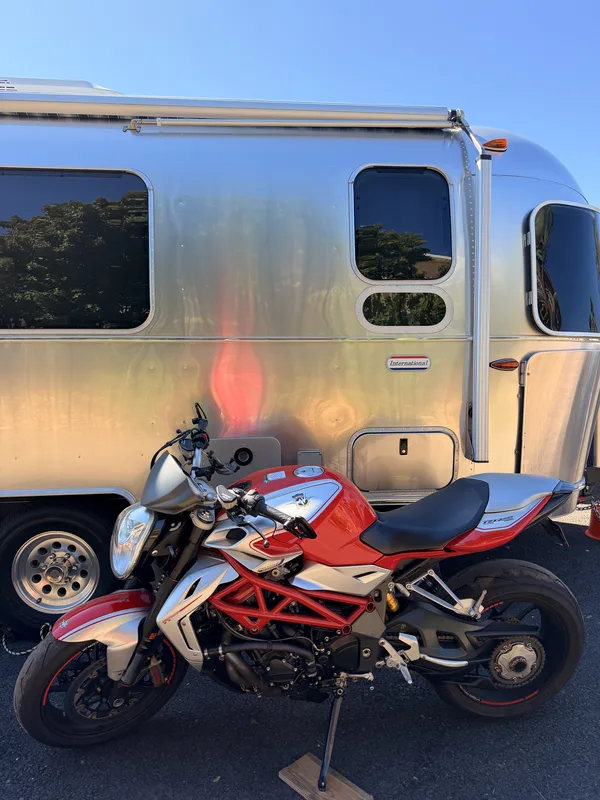 The 23-foot Airstream International parked at home in Casa de Oro, California