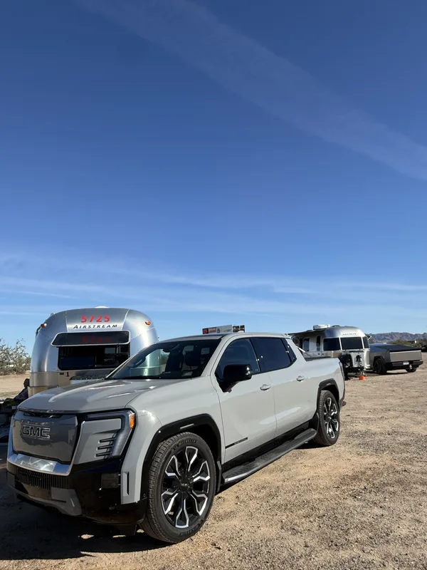 The 23-foot Airstream International boondocking in the desert at Quartzsite, Arizona