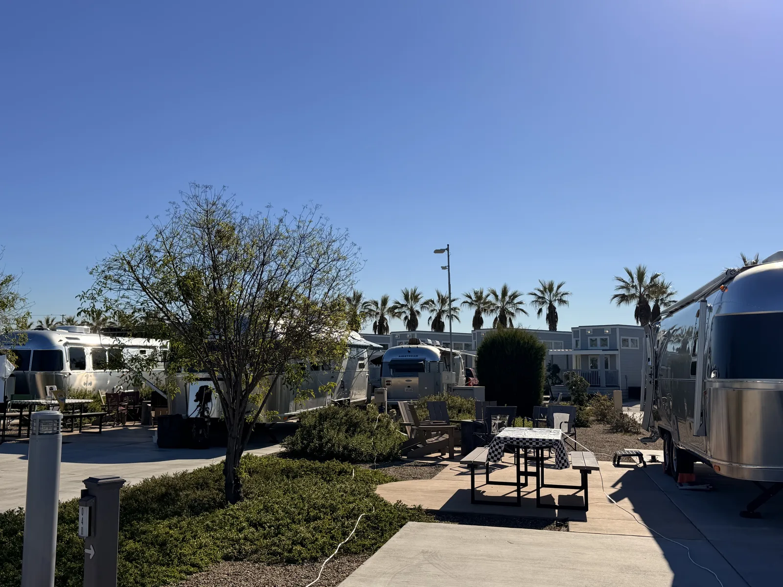 23′ Airstream International hitched to the Rivian R1T at Chula Vista, CA, December 2025