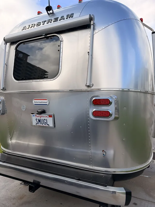The 23-foot Airstream International parked on a cold January day near Enterprise, Nevada