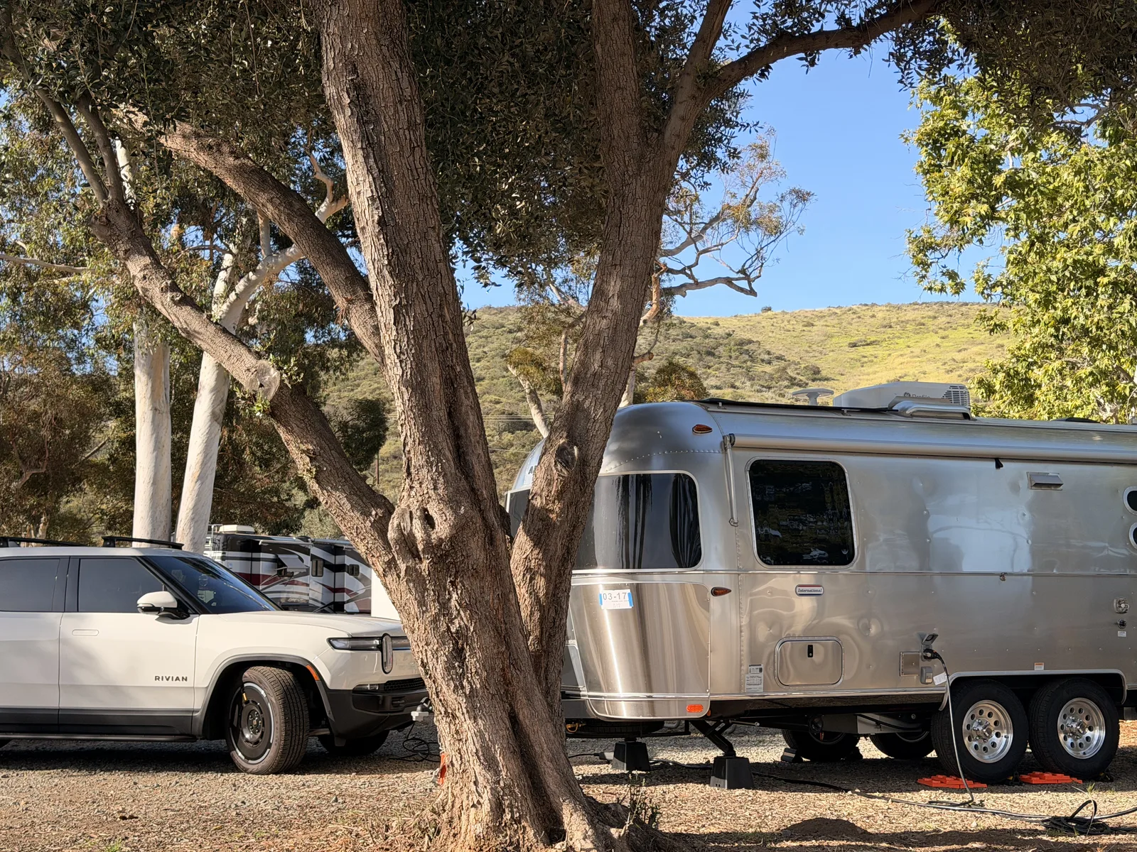 23′ Airstream International hitched to the Rivian R1T at San Diego County, CA, March 2026